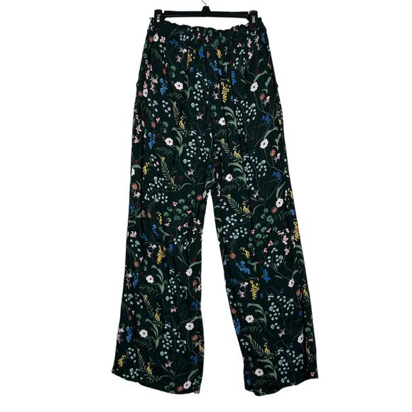 H&M Anna Glover Green Floral Wide Leg Pants Size 10 - Picture 2 of 4